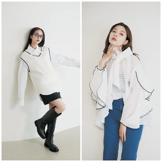 【COOL派 堀田茜】vs【GIRLY派 八木アリサ】NEOトラッドなシャツスタイル