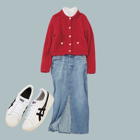 ロングスカートで上品さをプラス♡ フレンチレトロな大人Y2Kコーデ