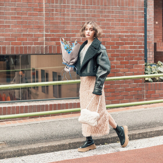 【ボアジャケット着回し】ぼんやりした甘いコーデをキリリとハンサムに♡