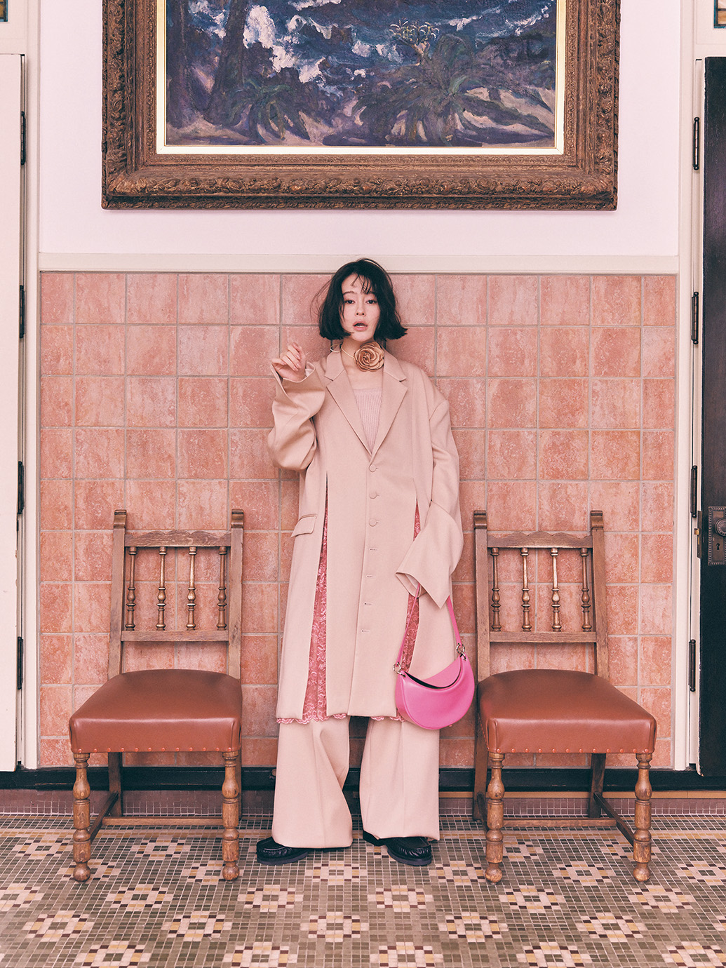 【セットアップ】ピンクなのにマニッシュ♡ 個性が光るスーツスタイル