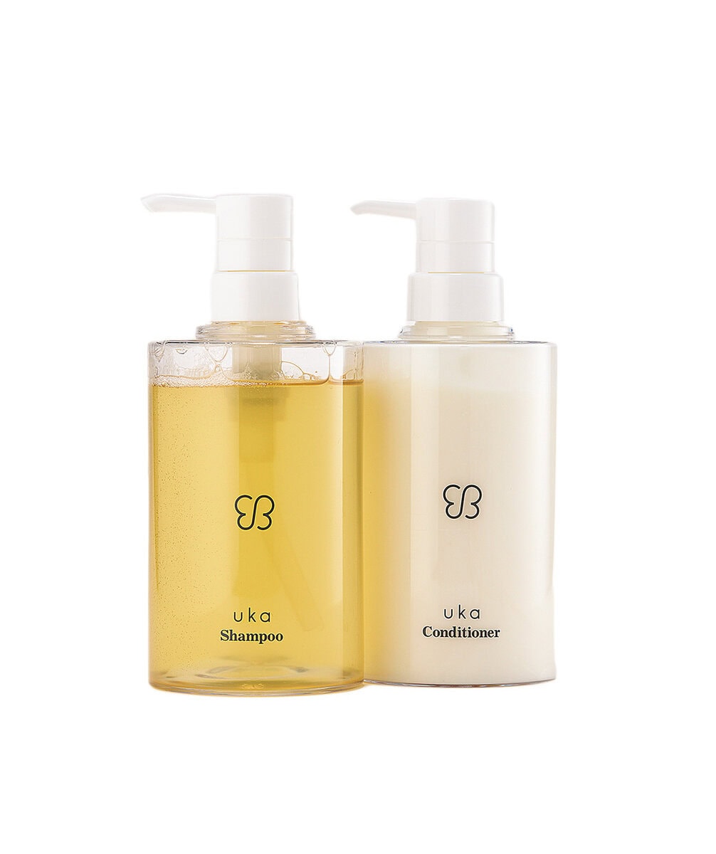 uka（ウカ）uka IZU Shampoo ＆ Conditioner for damaged hair 左から：400mL ¥4,950、400mL ¥5,280（共にuka Tokyo head office）