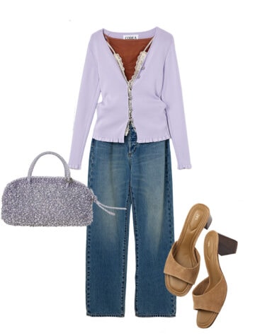 ランジェリー風アイテムのレイヤードコーデ