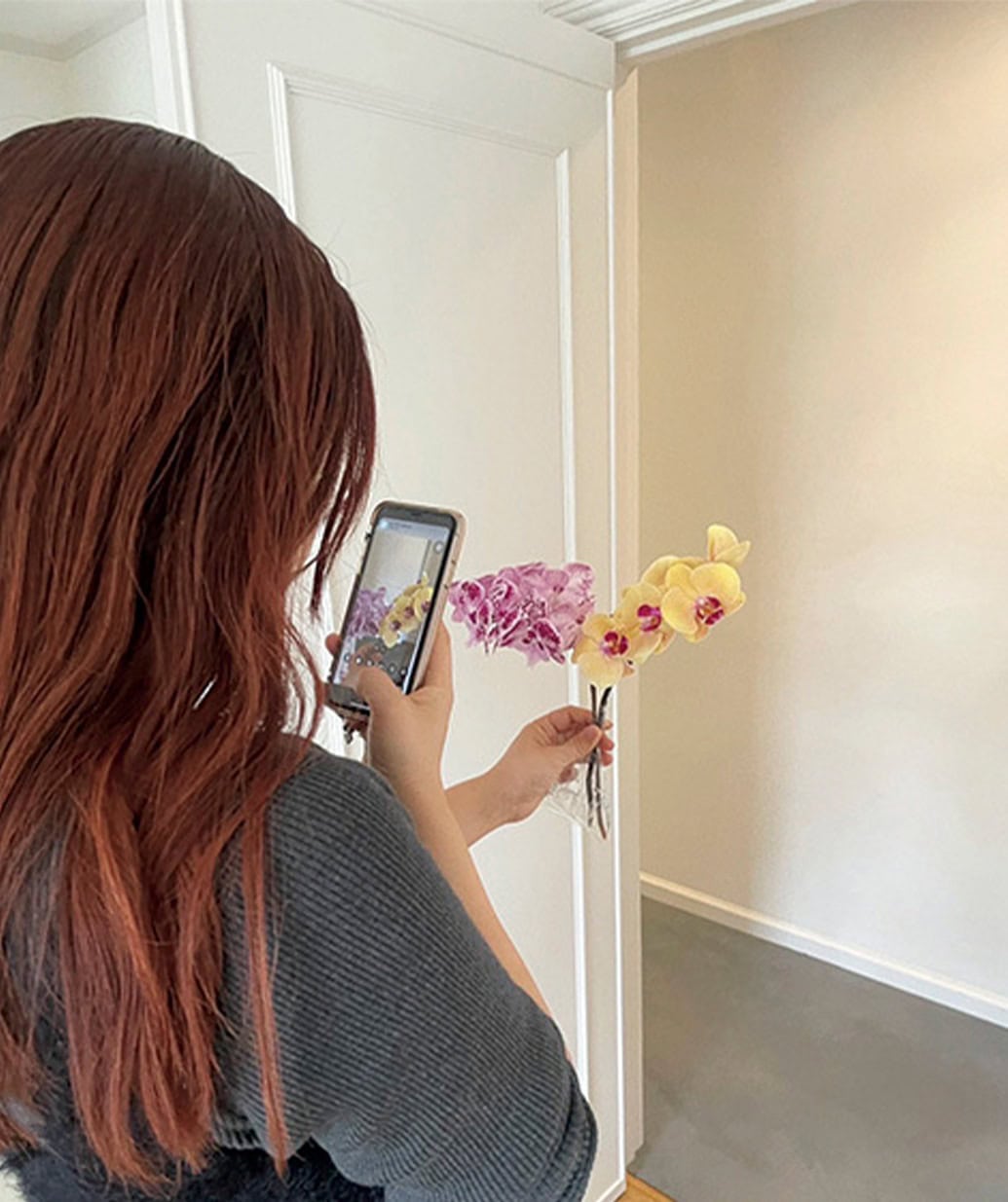 赤オレンジのヘアカラー