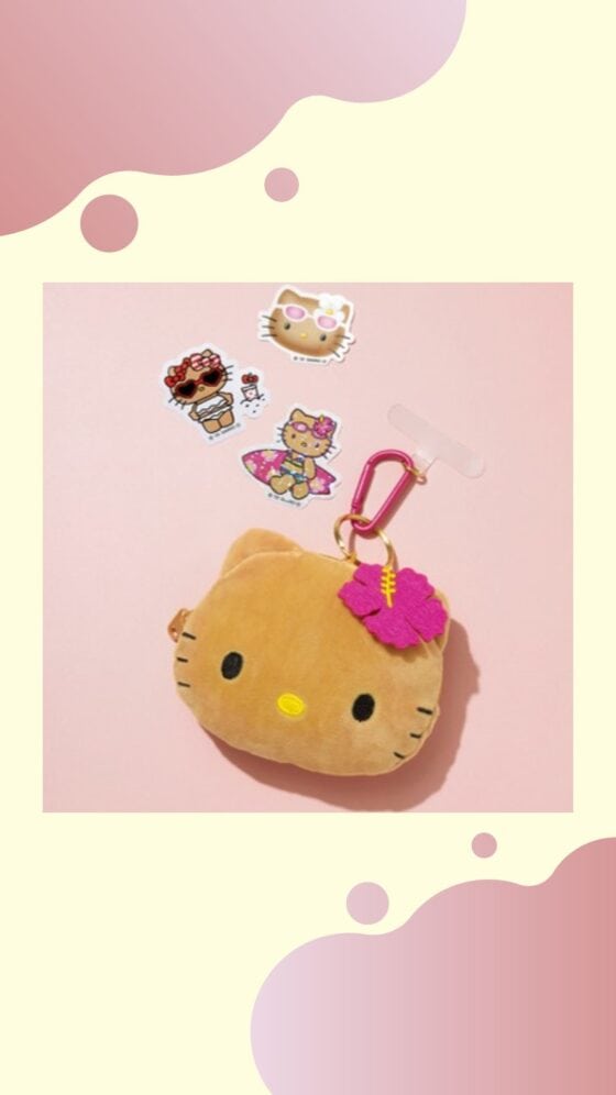【付録】日焼けハローキティが可愛すぎ♡ バッグやスマホにもつけられる！ぬいぐるみポーチ＆ステッカーセット【スウィート8月号】