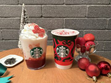 スタバ　ストロベリー＆ジョイフルメドレー ティー フラペチーノ®、ストロベリー ムース＆ジョイフルメドレー ティー ラテ（Iced / Hot）