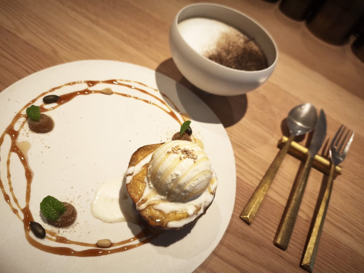 OIMO cafe 善福寺 むさし金時と白胡麻のハニースイートポテト ほうじ茶カプチーノ(Hot)