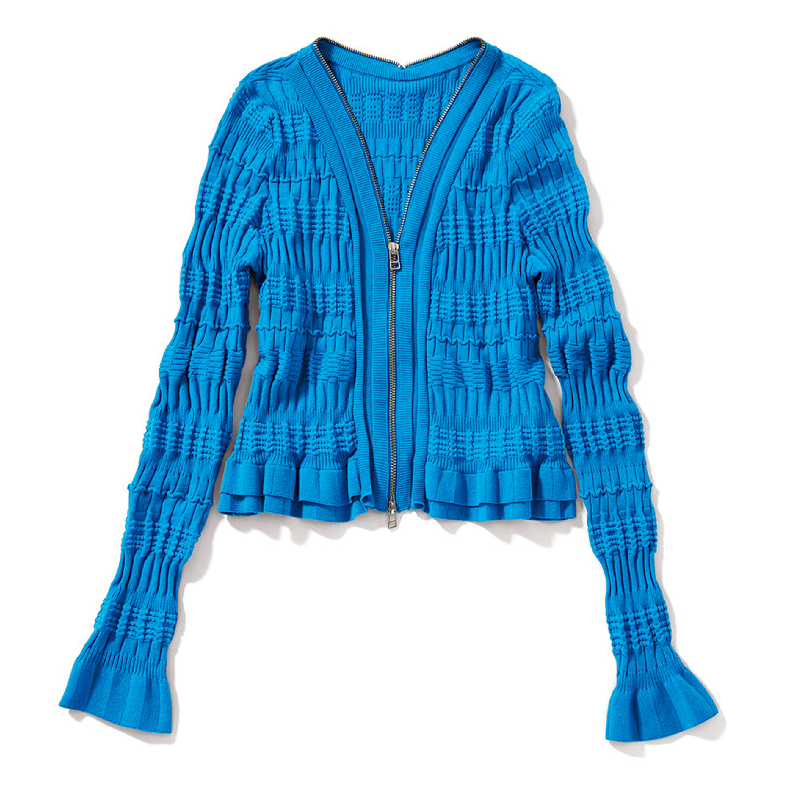 シャーリングジップトップス