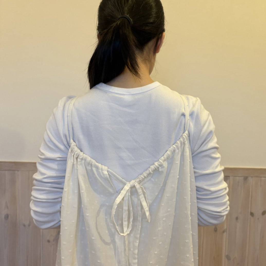 婦人　二重ガーゼ　ドットドビー　キャミワンピース
