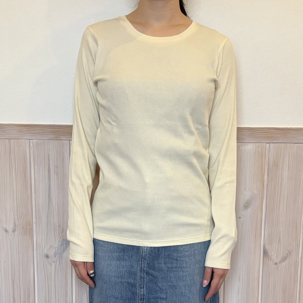 無印良品 婦人 なめらかリブ編みクルーネック長袖Tシャツ