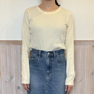 無印良品　婦人　なめらかリブ編みクルーネック長袖Ｔシャツ