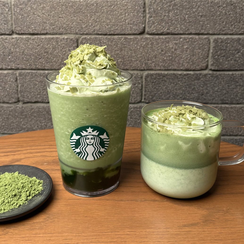 スタバ　玉露抹茶 フラペチーノ®、玉露抹茶 ラテ