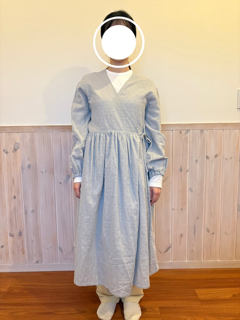 婦人　二重ガーゼ　ドットドビー　ロングカーディガン