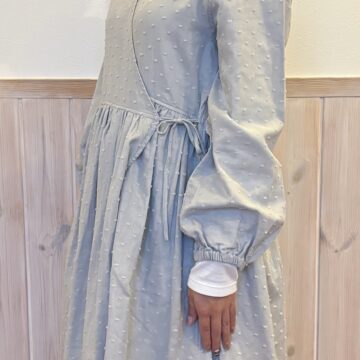 婦人　二重ガーゼ　ドットドビー　ロングカーディガン