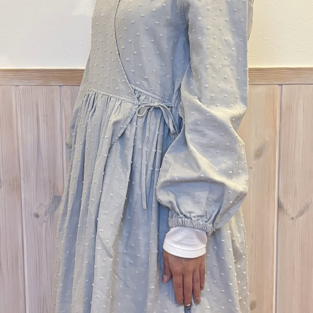 婦人　二重ガーゼ　ドットドビー　ロングカーディガン