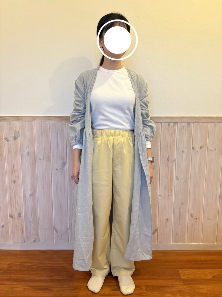 婦人　二重ガーゼ　ドットドビー　ロングカーディガン