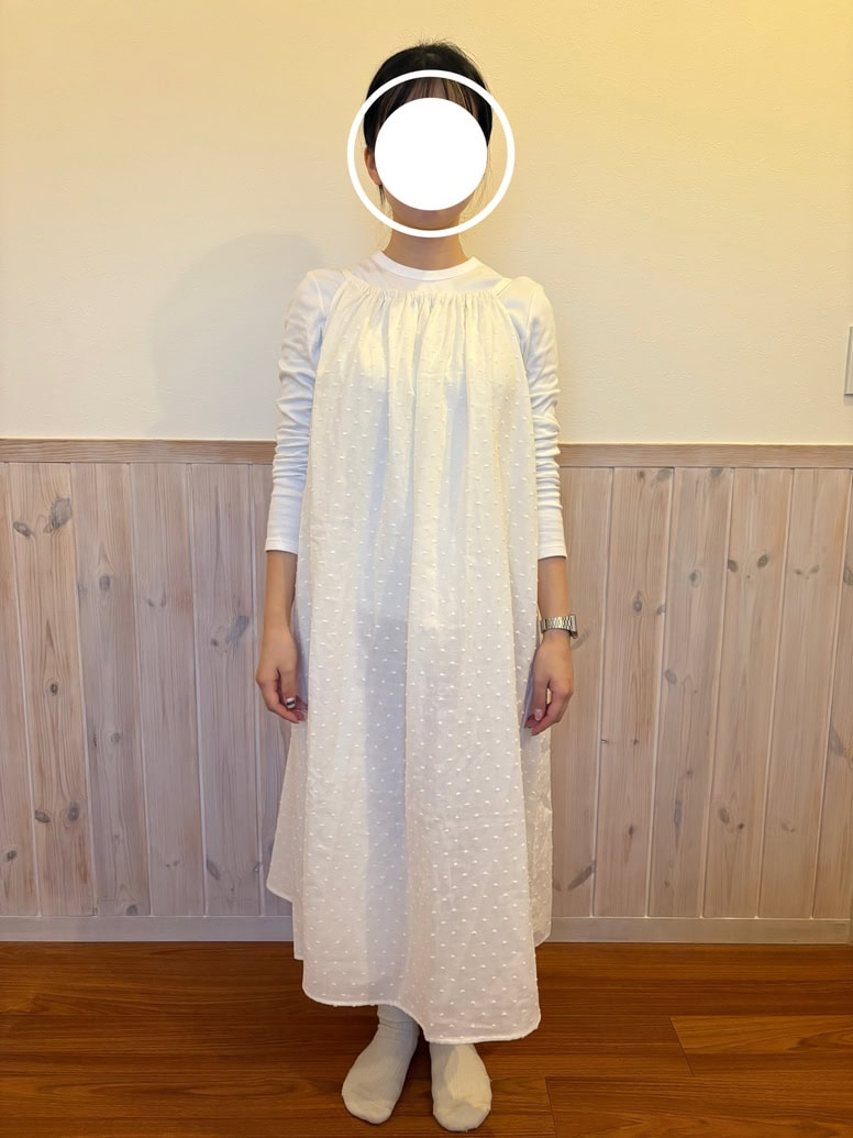 婦人　二重ガーゼ　ドットドビー　キャミワンピース