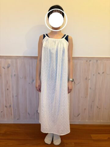 婦人　二重ガーゼ　ドットドビー　キャミワンピース