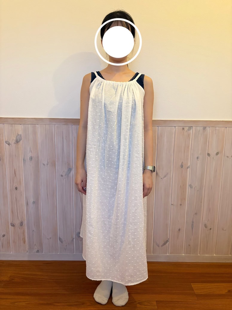 婦人　二重ガーゼ　ドットドビー　キャミワンピース