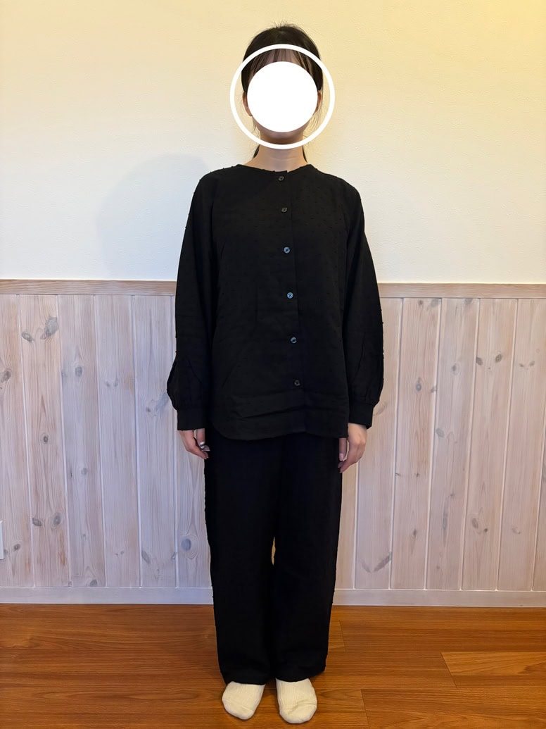 婦人　二重ガーゼ　ドットドビー　長袖パジャマ