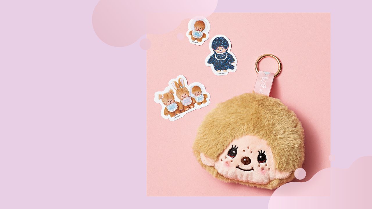 【付録】売り切れ必至！モンチッチのフェイスポーチチャーム＆シール3点セットが可愛すぎる♡【スウィート2月増刊号】