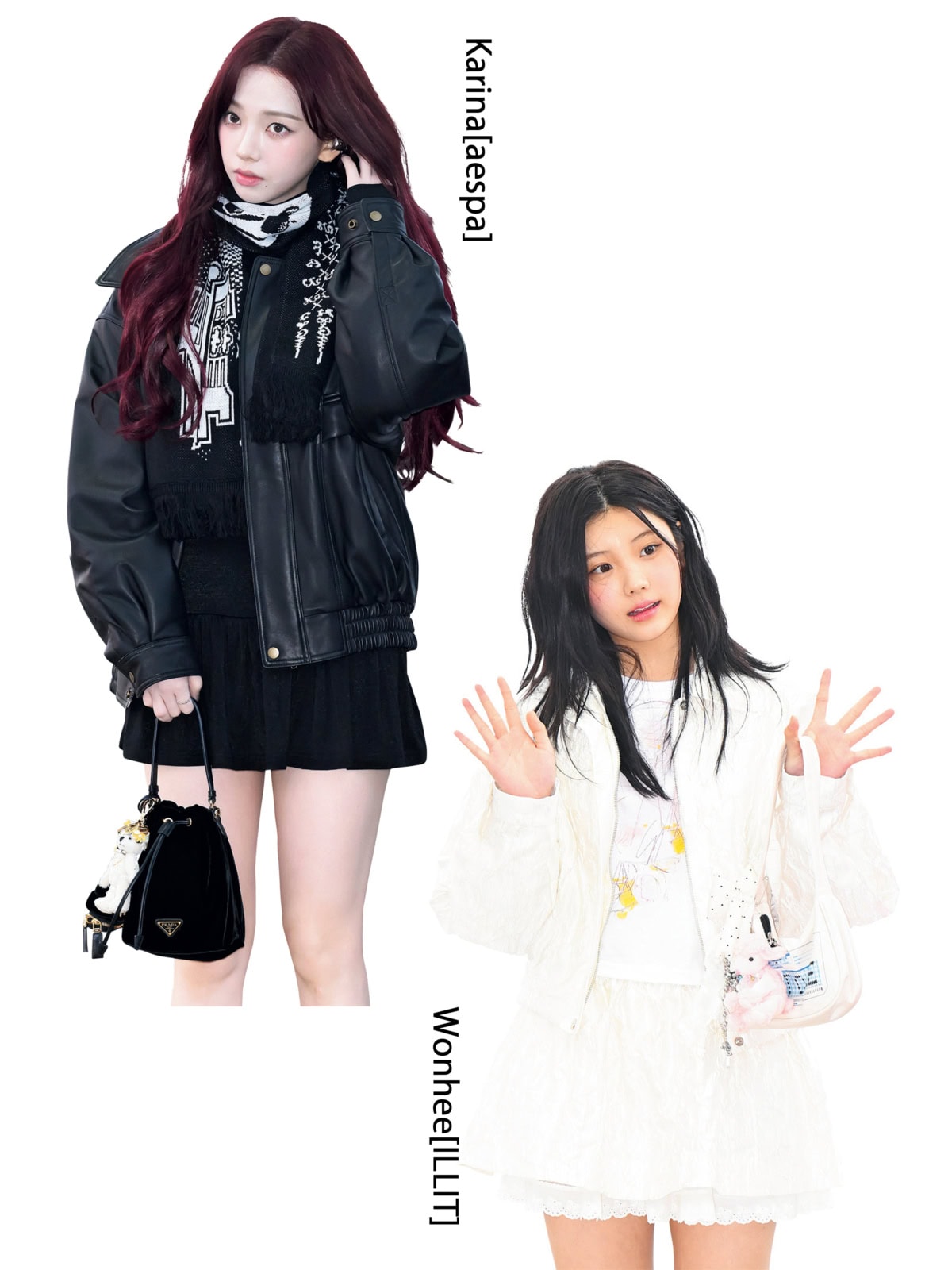 チャーム付きバッグを主役にした冬のストリートスタイル。レザーアウターやガーリーな白コーデに、小ぶりバッグとチャームでときめきをプラスした今っぽい着こなし。