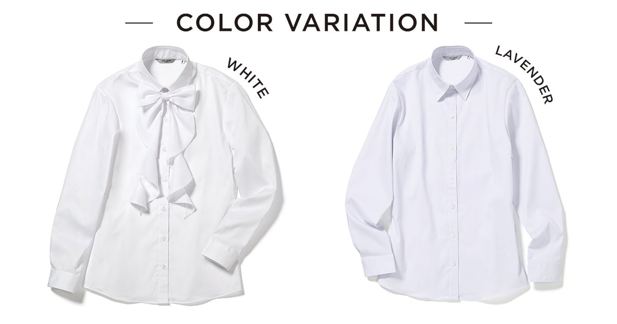 複数のシャツを並べカラーバリエーションやスタイルを紹介する写真