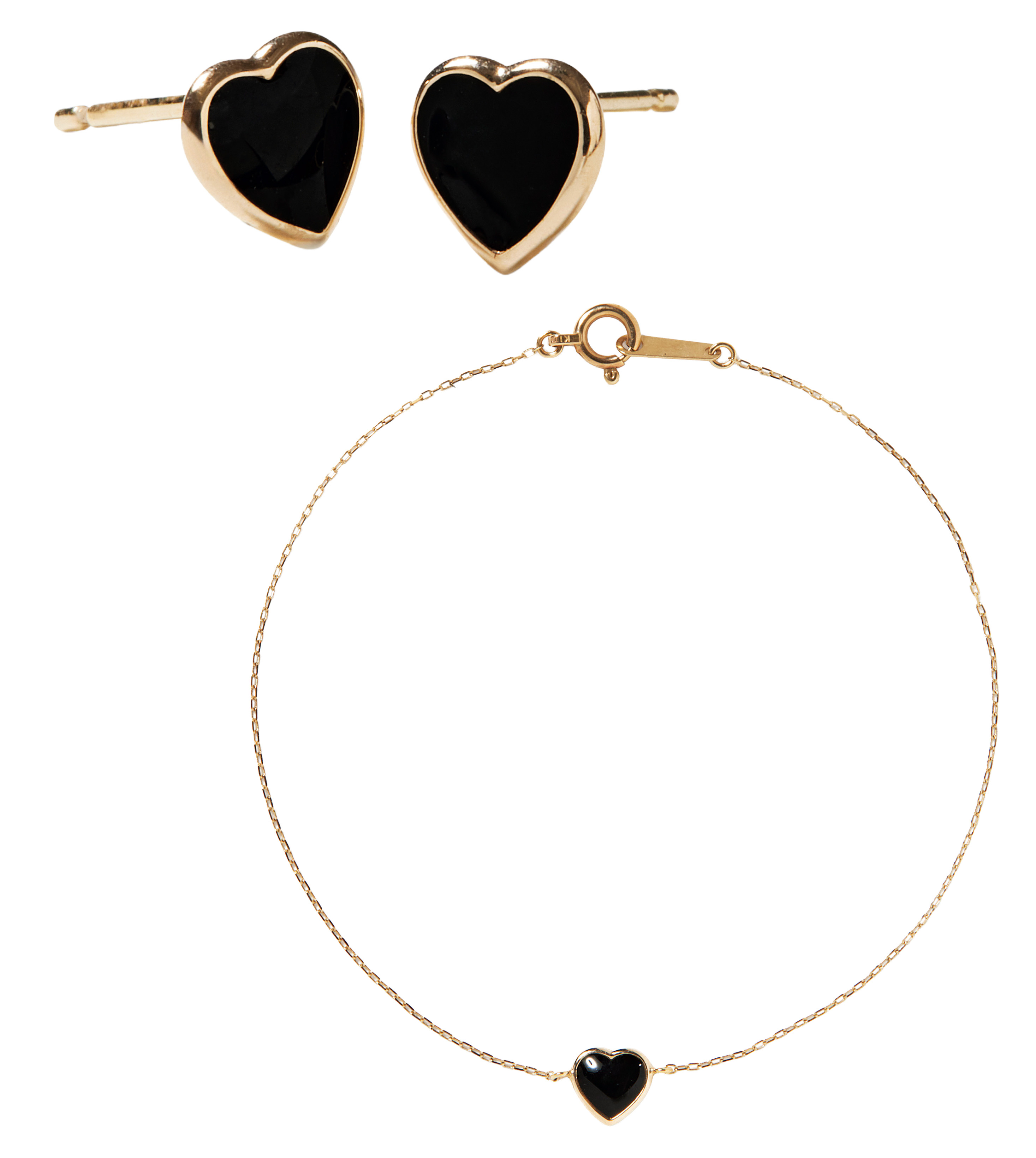 ブルームの、ブラックのハートモチーフのピアス＆ネックレス