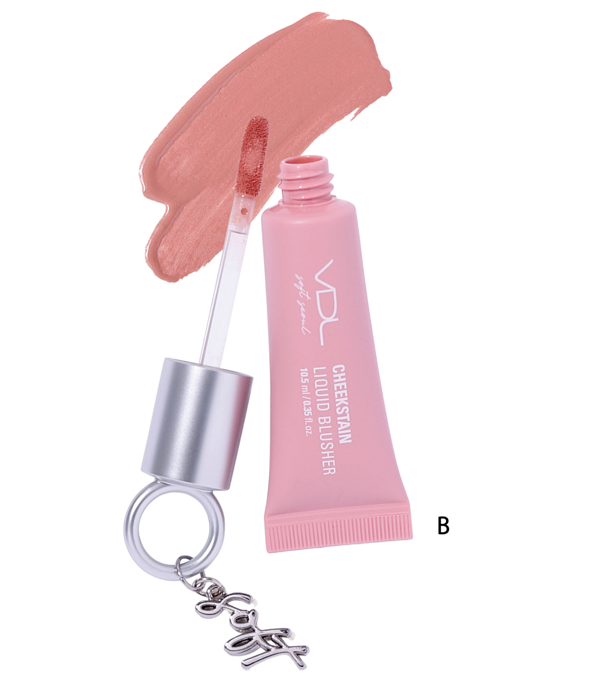 VDL チークステイン リキッド ブラッシャー 02 ニュートラルピーチピンクのリキッドチーク