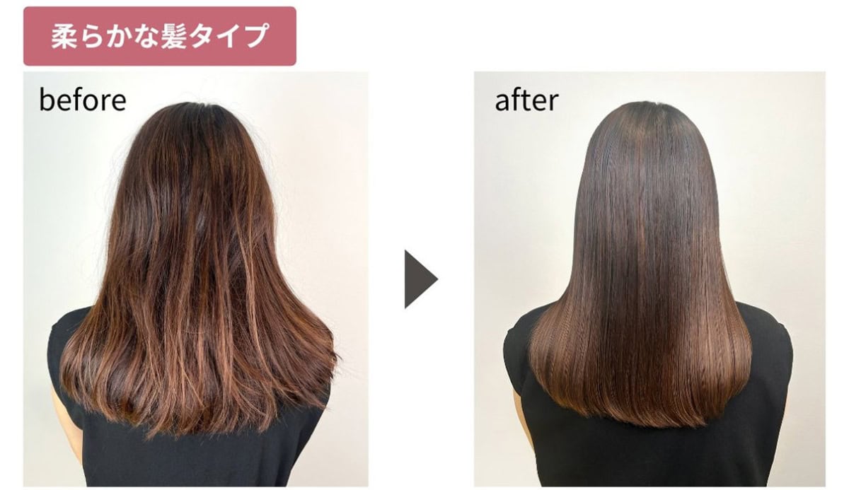 hirituのヘアケアアイテム「ルミナスヘアスプレー」を使用した前後の髪の状態