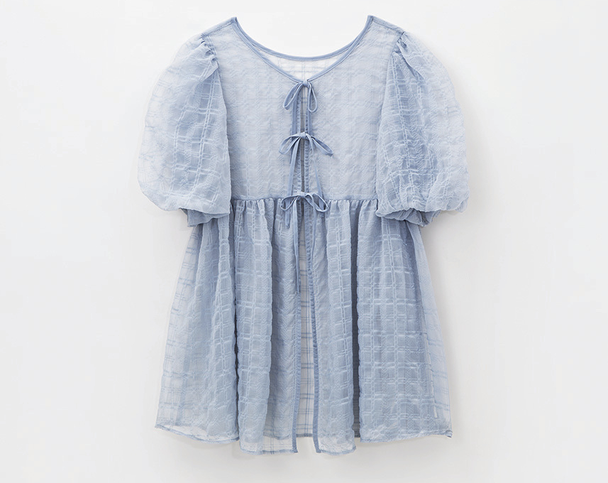 タイニーエデンの2WAYシアーパフ半袖チュニックブラウス