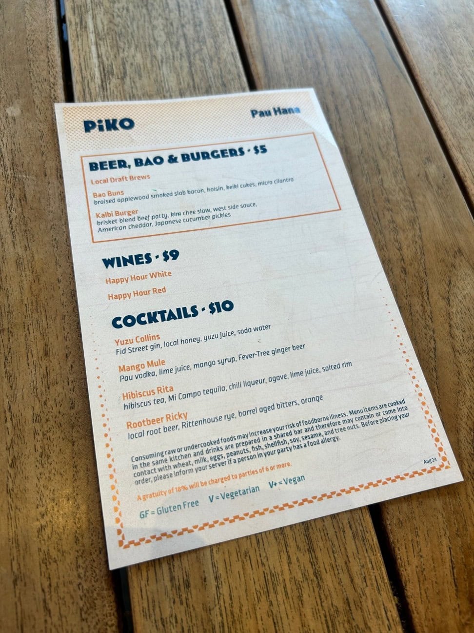 Piko kitchen + barのメニュー