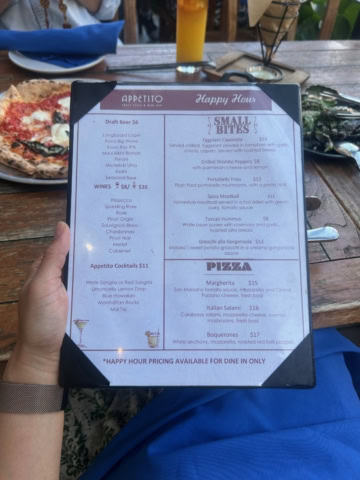Appetito（アペティート）のメニュー表