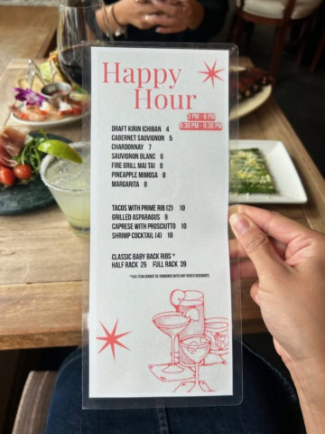 Fire Grill（ファイヤーグリルのハッピーアワーメニュー