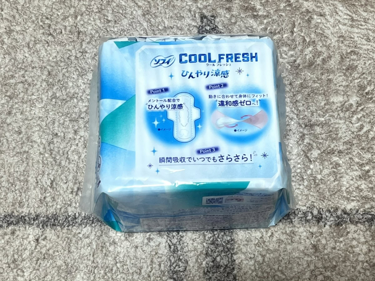 ソフィ クールフレッシュ 超涼感ナプキン パッケージ裏