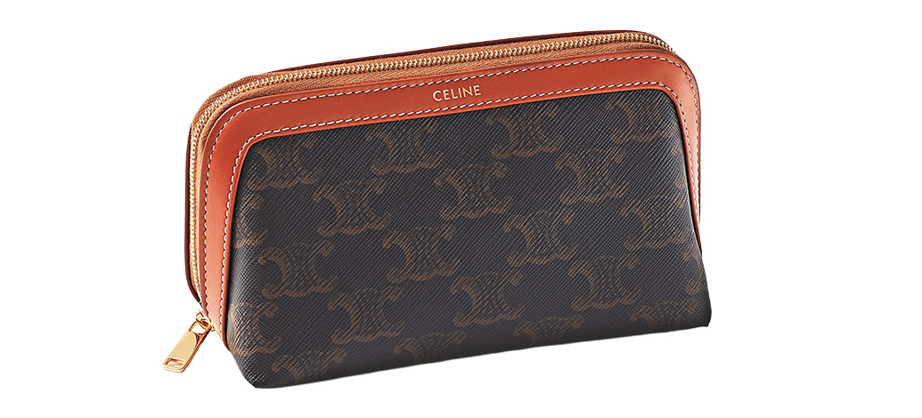 CELINE(セリーヌ)の、トリオンフキャンバスをブラウンレザーでライニングした気品溢れるポーチ
