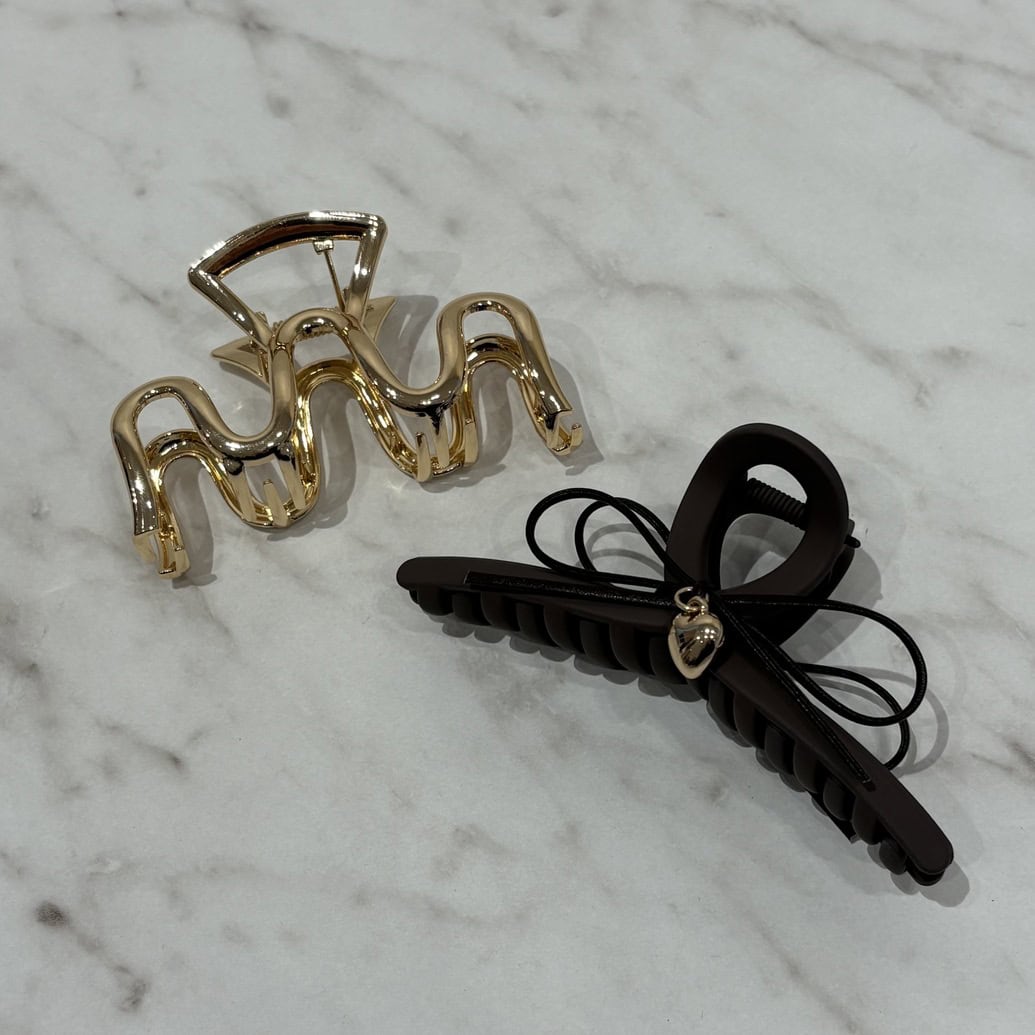 GU　リボン&メタルヘアクリップ2P