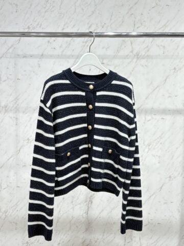 GU　ツイーディーニットボーダーカーディガン