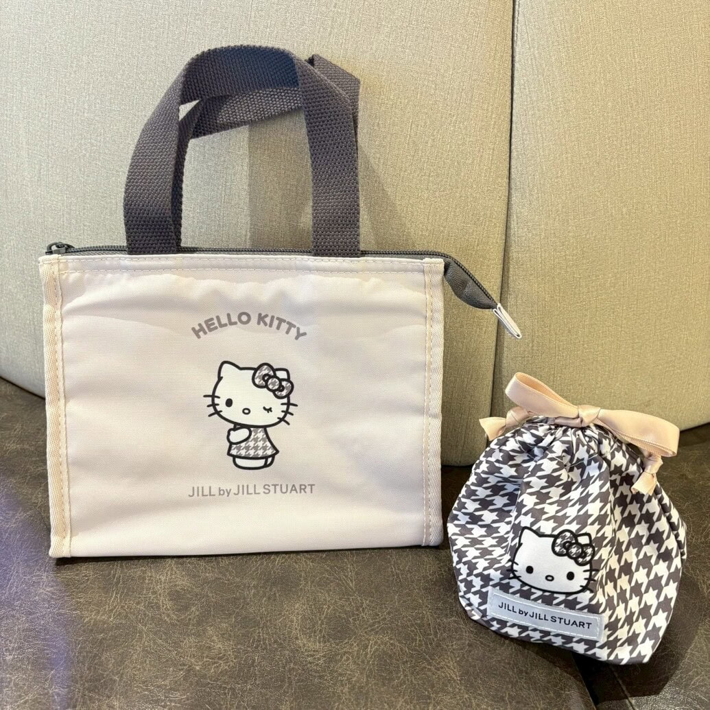 ハローキティ×ジル バイ ジルスチュアート　千鳥格子柄 ハローキティの保冷バッグ＆おにぎり巾着
