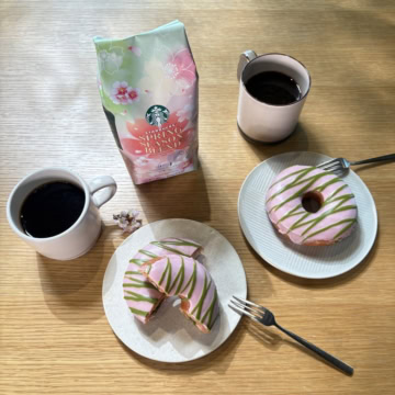 スタバ　桜抹茶ドーナツ、スターバックス® スプリングシーズンブレンド®