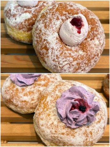 上：いちごの生マラサダ／下：濃厚ブルーベリー生マラサダ