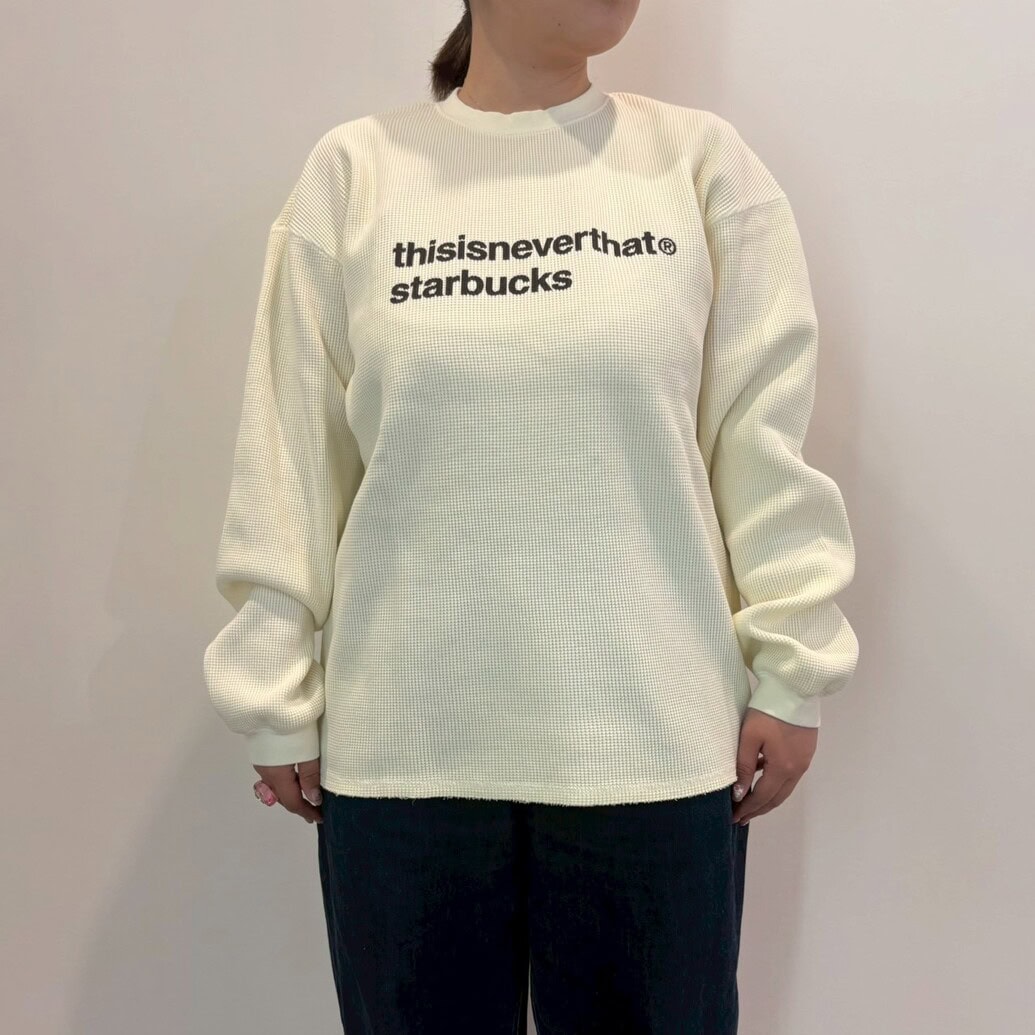 thisisneverthat starbucks L/S ワッフルTシャツ
