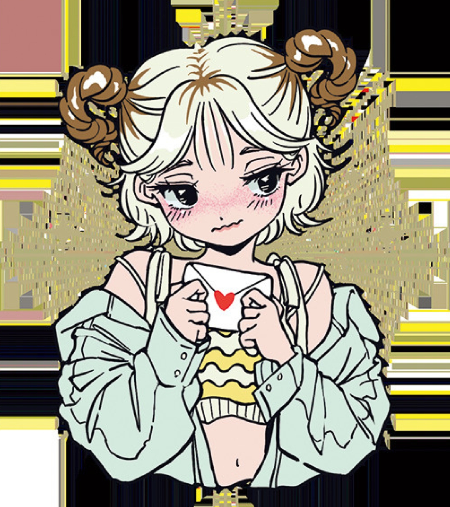 山羊座の今月の運勢を表現した、ハートを大切に抱くピュアで前向きなイラスト