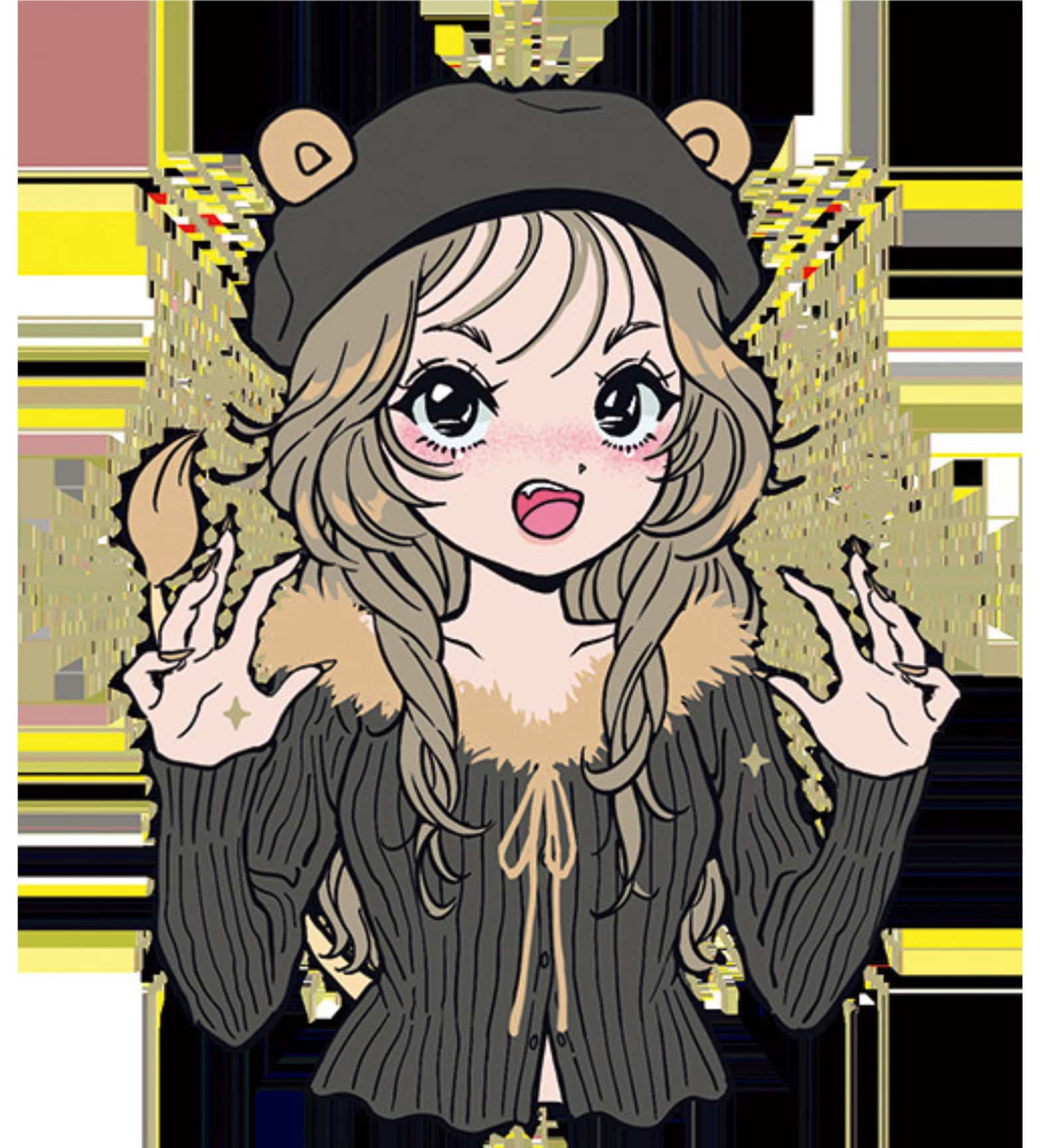 獅子座の今月の運勢をイメージした、華やかで存在感のあるガールズイラスト