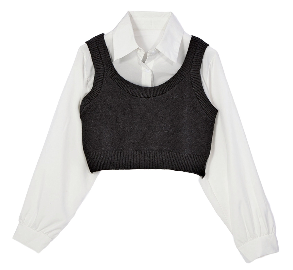 スピンズの、トラッドな印象のニットドッキングシャツ 